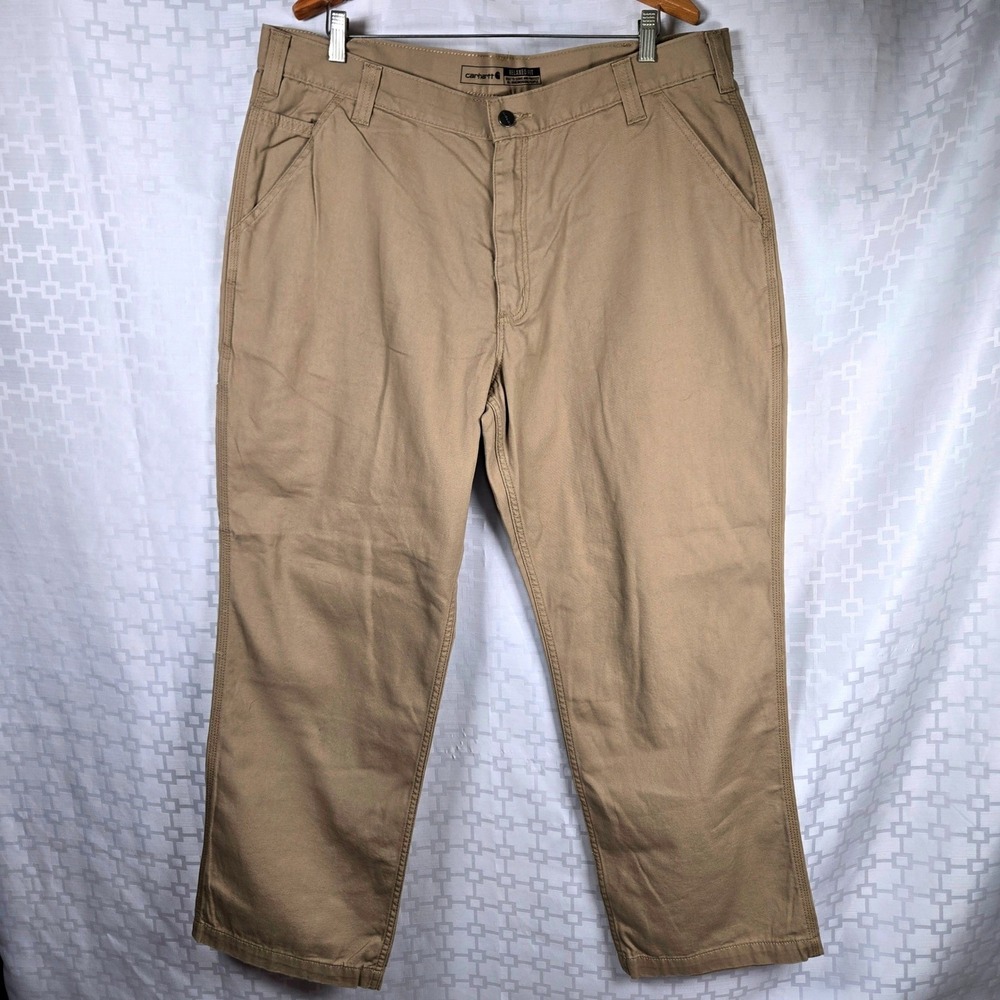 Carhartt Pants Mens 40x30 Relaxed Fit Canvas Work Utility Khaki Tan Brown